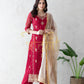 STRAIGHT FIT PAKISTHANI 3-PIECE SUIT WITH CONTRAST DUPATTA  ##SP0101