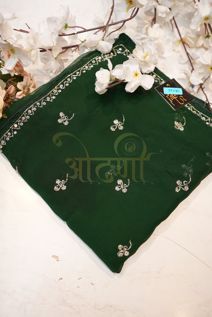 Georgette Fabric Cutdana & Buti Handwork Saree ##SR036