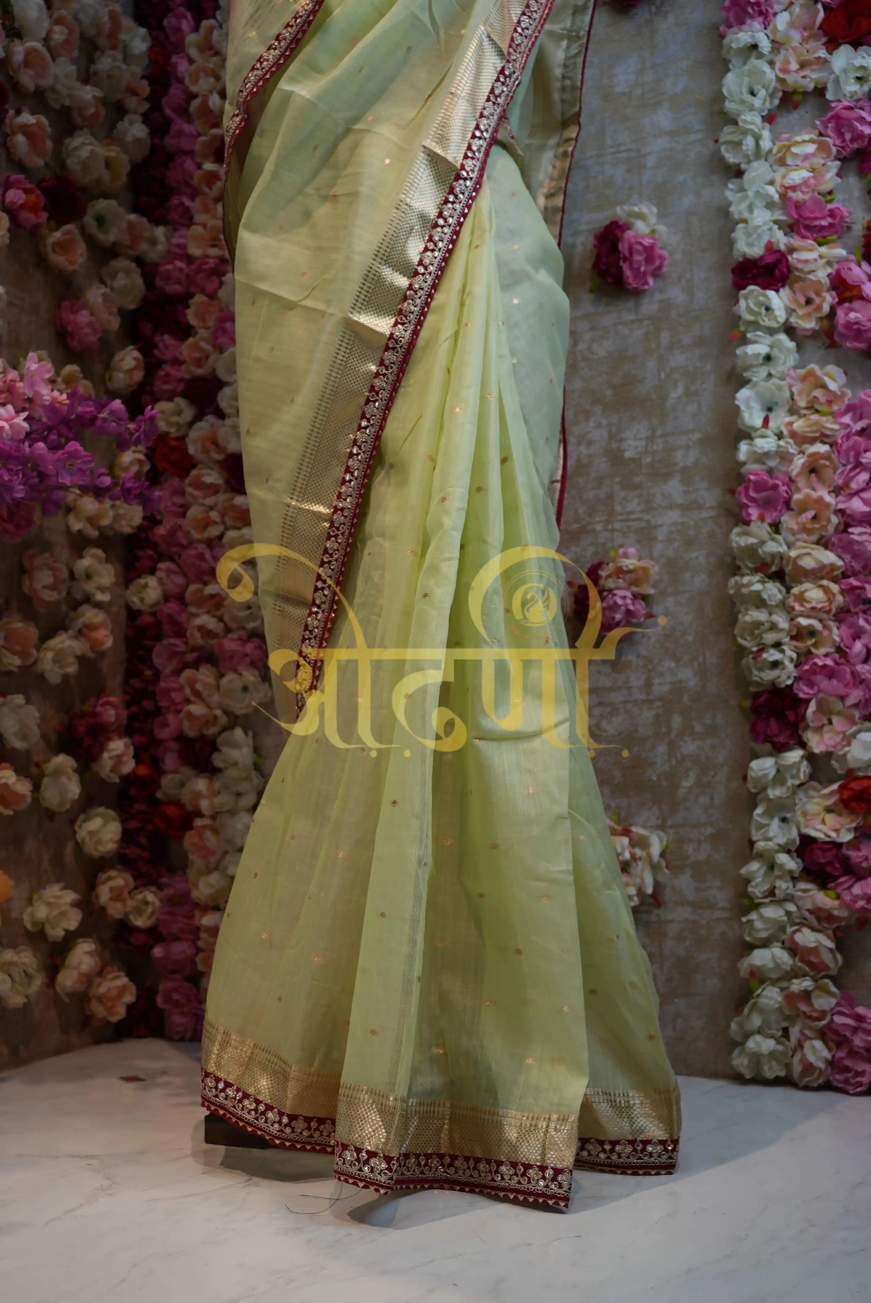Gotta Patti Work Saree With Zari Weaving