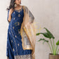 STRAIGHT FIT 3-PIECE SUIT WITH SEQUENCE WORK AND CONTRAST DUPATTA  ##SP097
