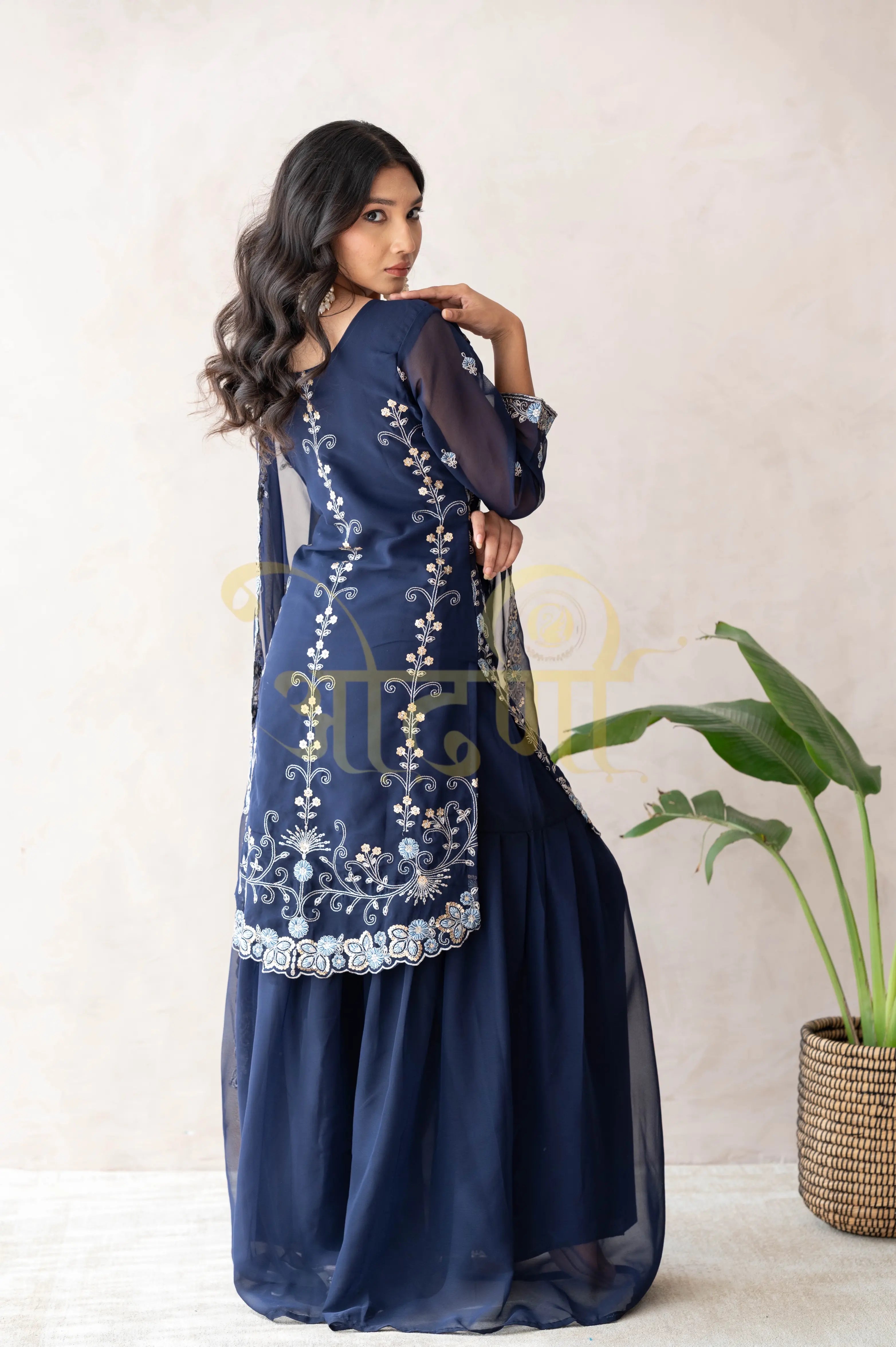 PLAZO 3-PEICE SUIT WITH SEQUENCE WORK AND DUPATTA
