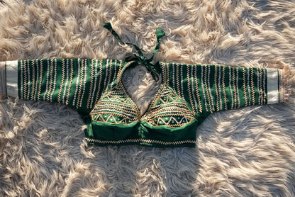 RAJASTHAN HANDWORK ANGI BLOUSE WITH SEQUENCE AND GOTA PATTI WORK ##HB112