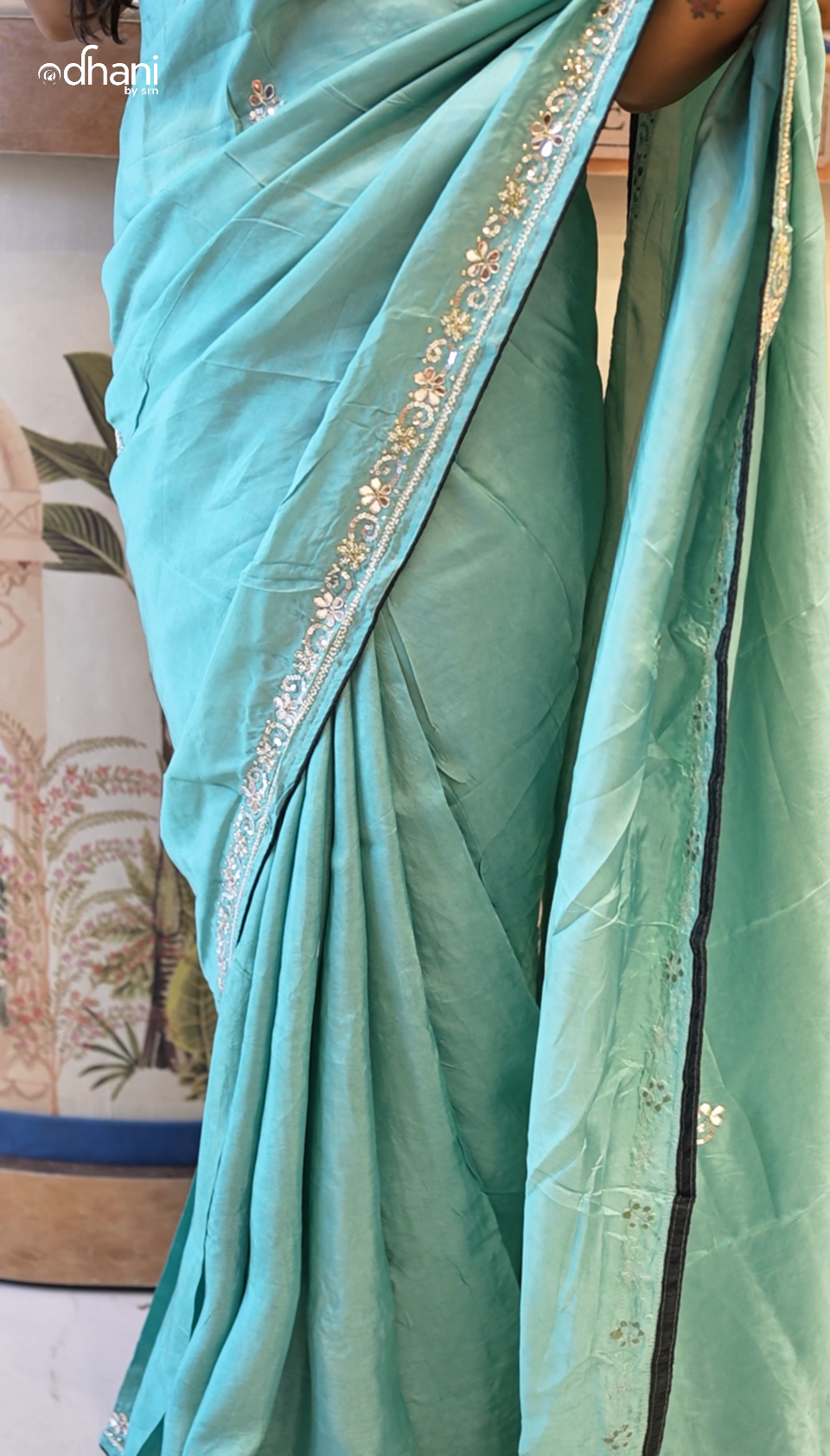 HO Silk Fabric Pure Gotta Patti & Zardosi Handwork Saree (With Blouse)