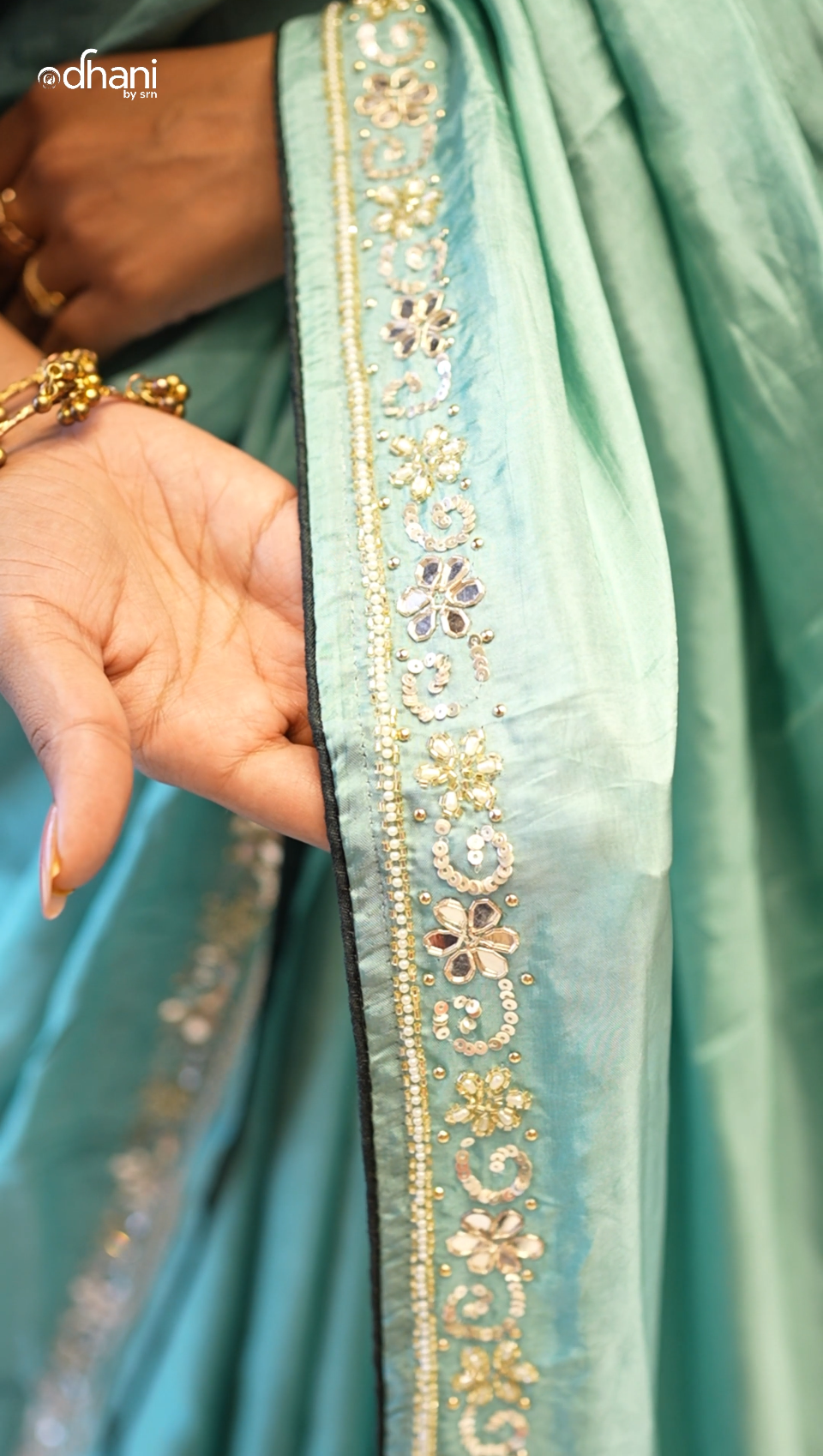 HO Silk Fabric Pure Gotta Patti & Zardosi Handwork Saree (With Blouse)