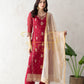STRAIGHT FIT PAKISTHANI 3-PIECE SUIT WITH CONTRAST DUPATTA  ##SP0101