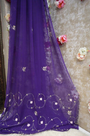RAKHI SPECIAL HANDWORK SAREE WITH JAAL PATTERN AND SEUQENCE WORK (WITH BLOUSE) (6.15 MTR CUT) ##SR0237