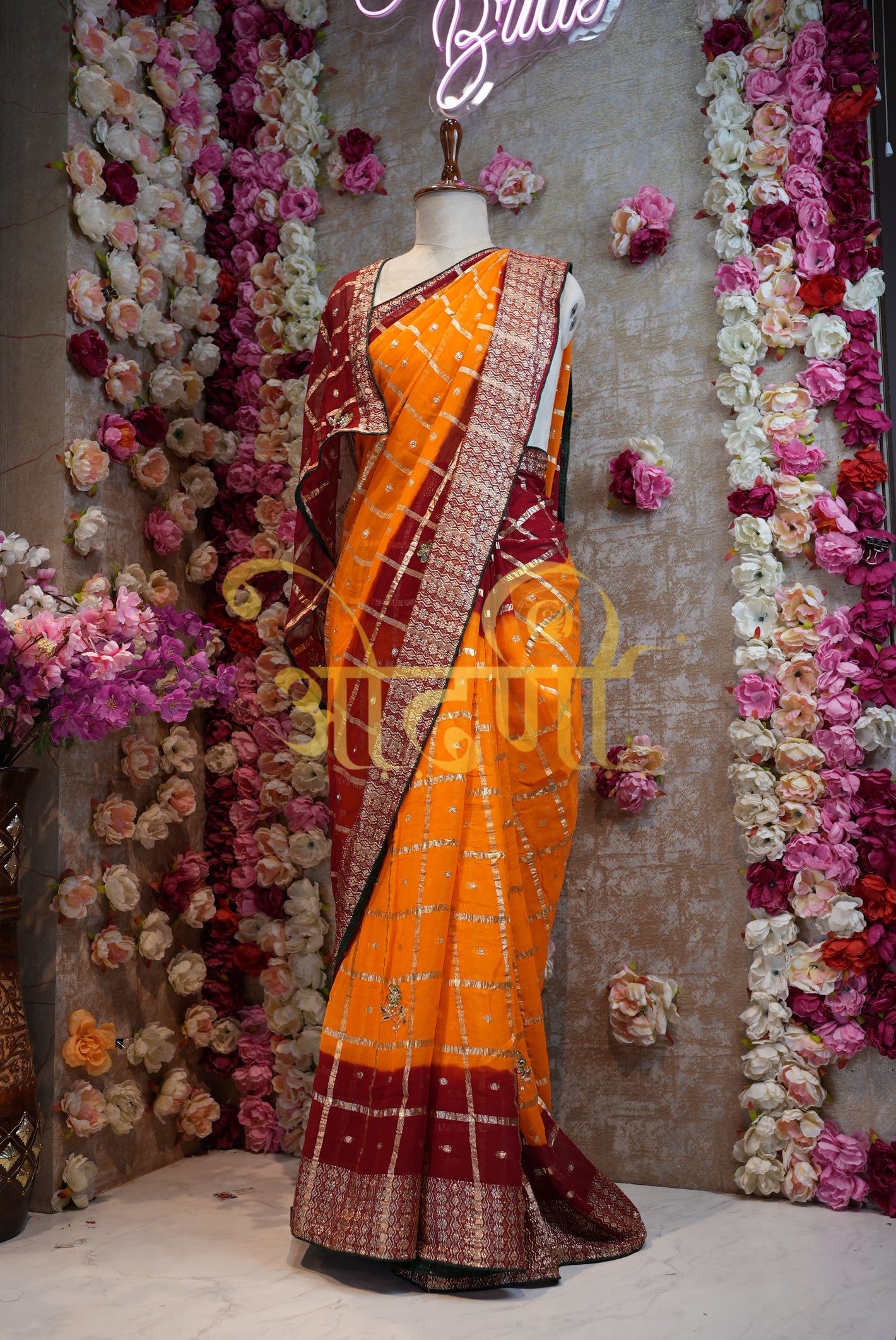🌟 Elegant Fancy Pila Saree – Hand Work Buta on Viscose Georgette Fabric with Jari Border 🌟 ##SR013