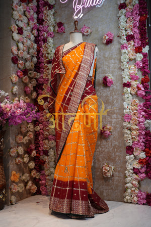 🌟 Elegant Fancy Pila Saree – Hand Work Buta on Viscose Georgette Fabric with Jari Border 🌟 ##SR013