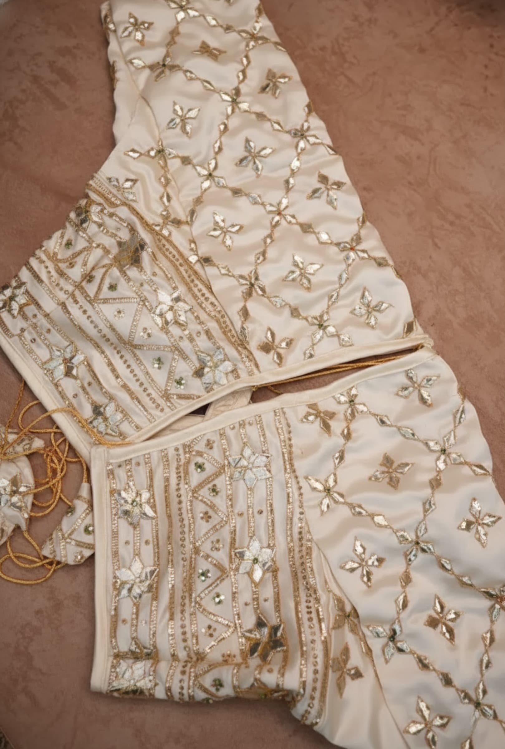 Gulabi Purvi Rajasthani Aangi Blouse with Kachi Gota Patti Jaal pertun (PRE-BOOKING ITEM)