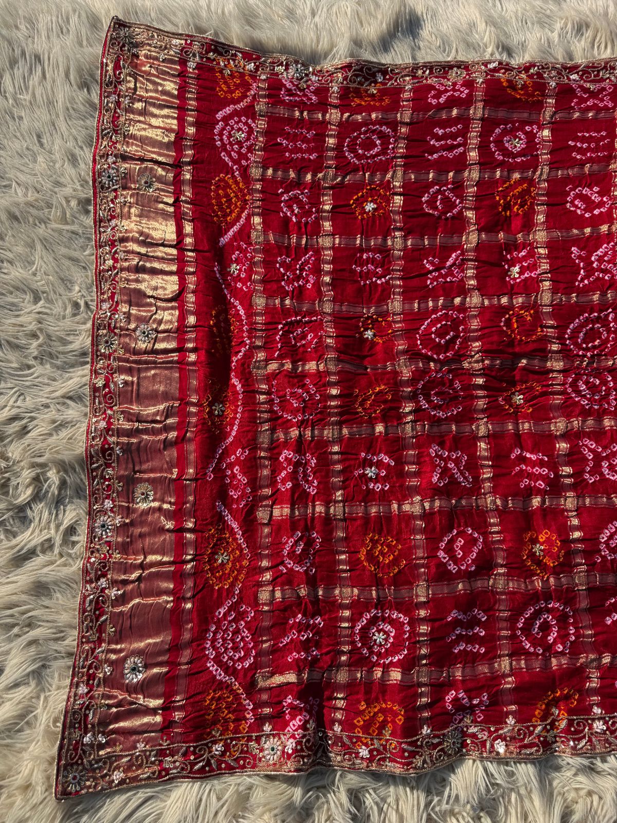 PURE GAJJI SILK FABRIC HANDWORK DUPPATA