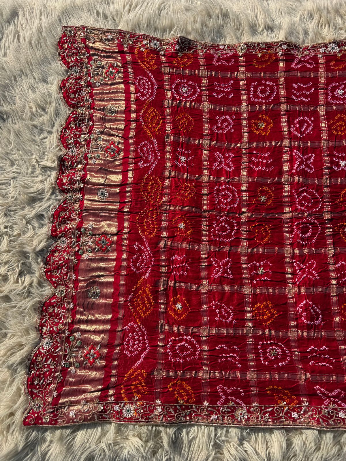 PURE GAJJI SILK FABRIC HANDWORK DUPPATA