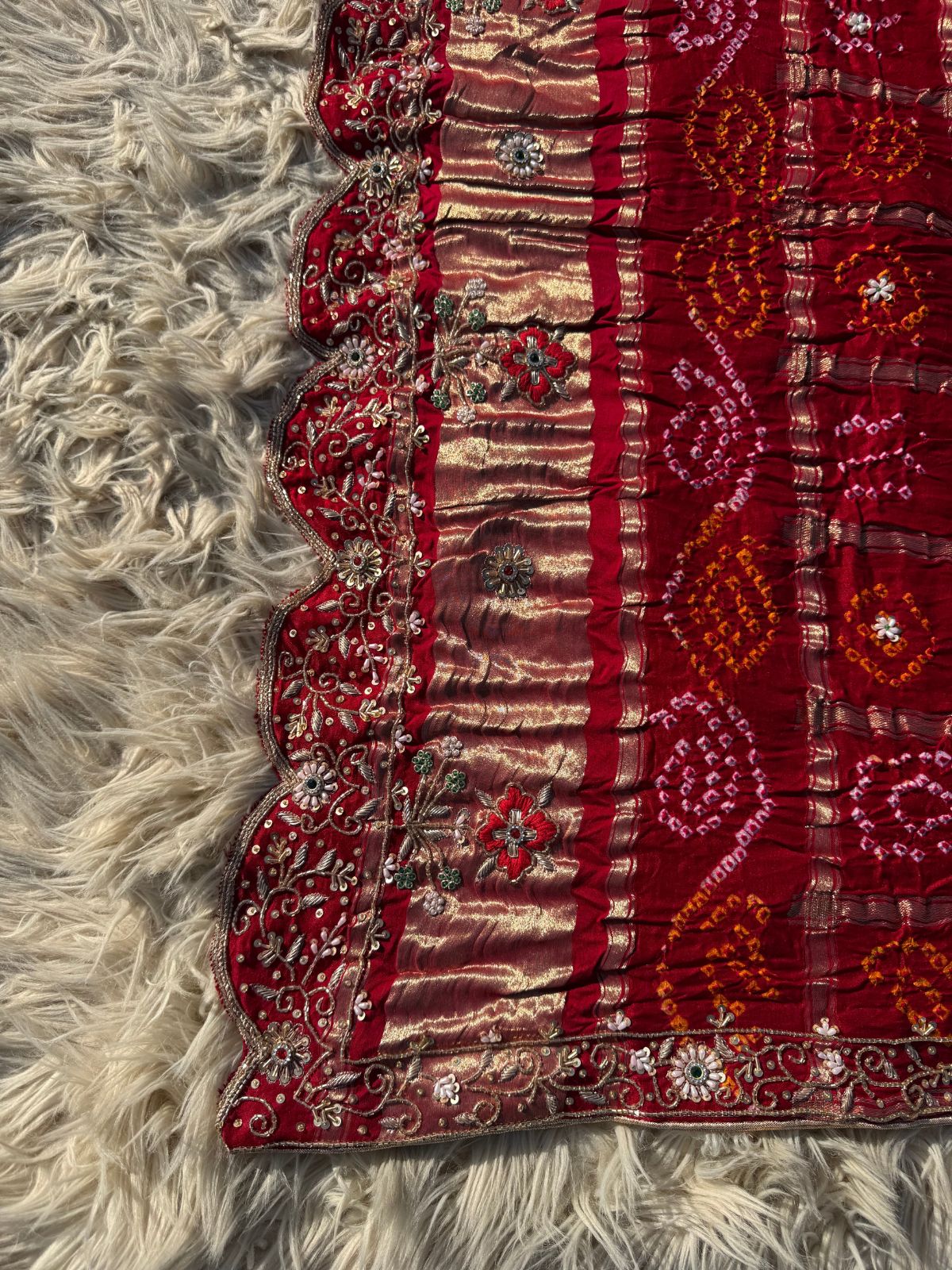 PURE GAJJI SILK FABRIC HANDWORK DUPPATA
