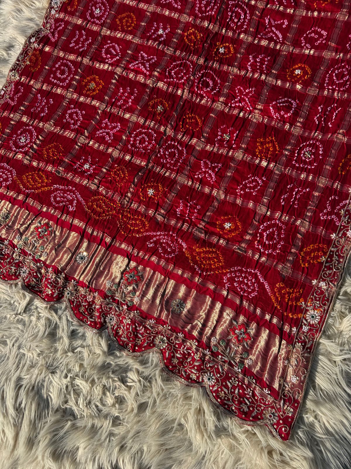 PURE GAJJI SILK FABRIC HANDWORK DUPPATA