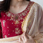 STRAIGHT FIT PAKISTHANI 3-PIECE SUIT WITH CONTRAST DUPATTA  ##SP0101