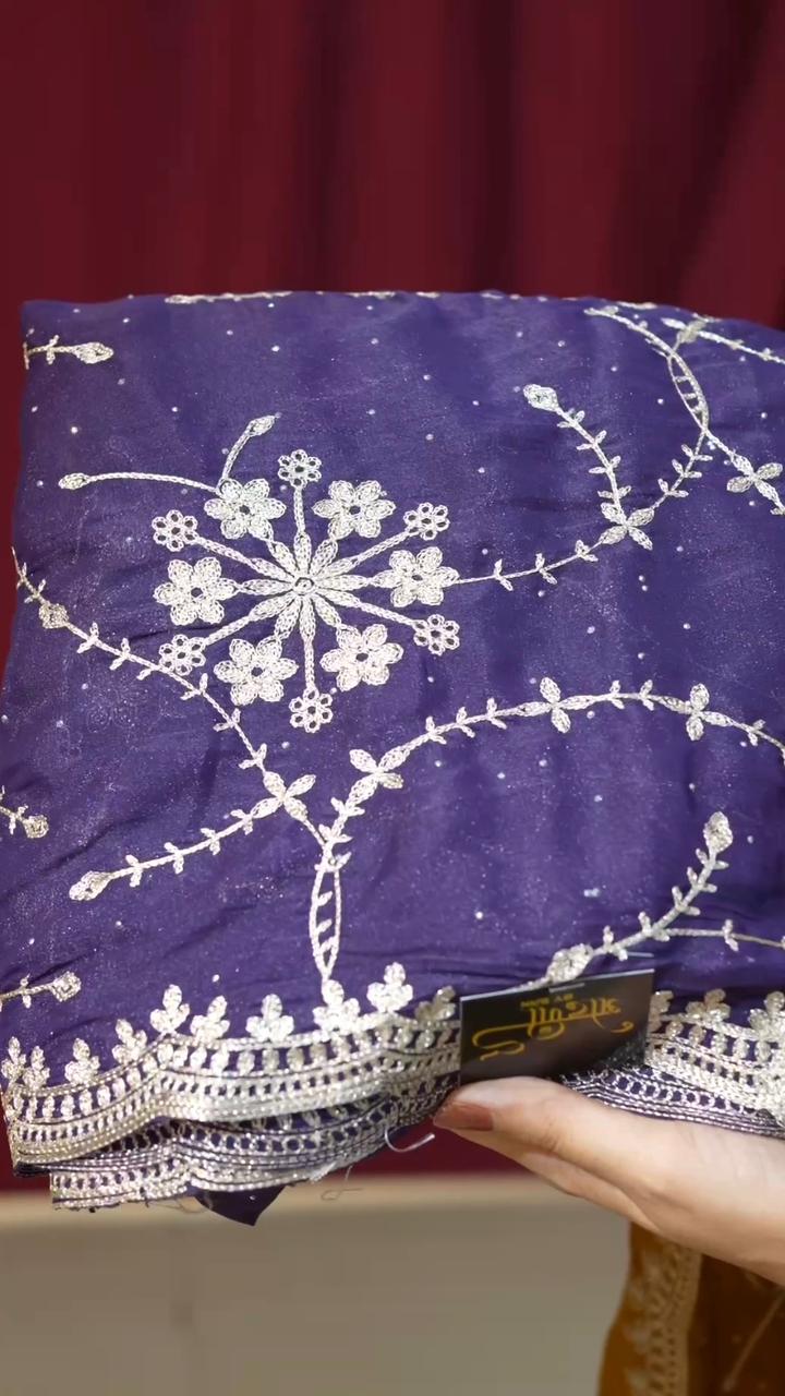 Yellow Heavy Jal Pattern Pitta Work Saree