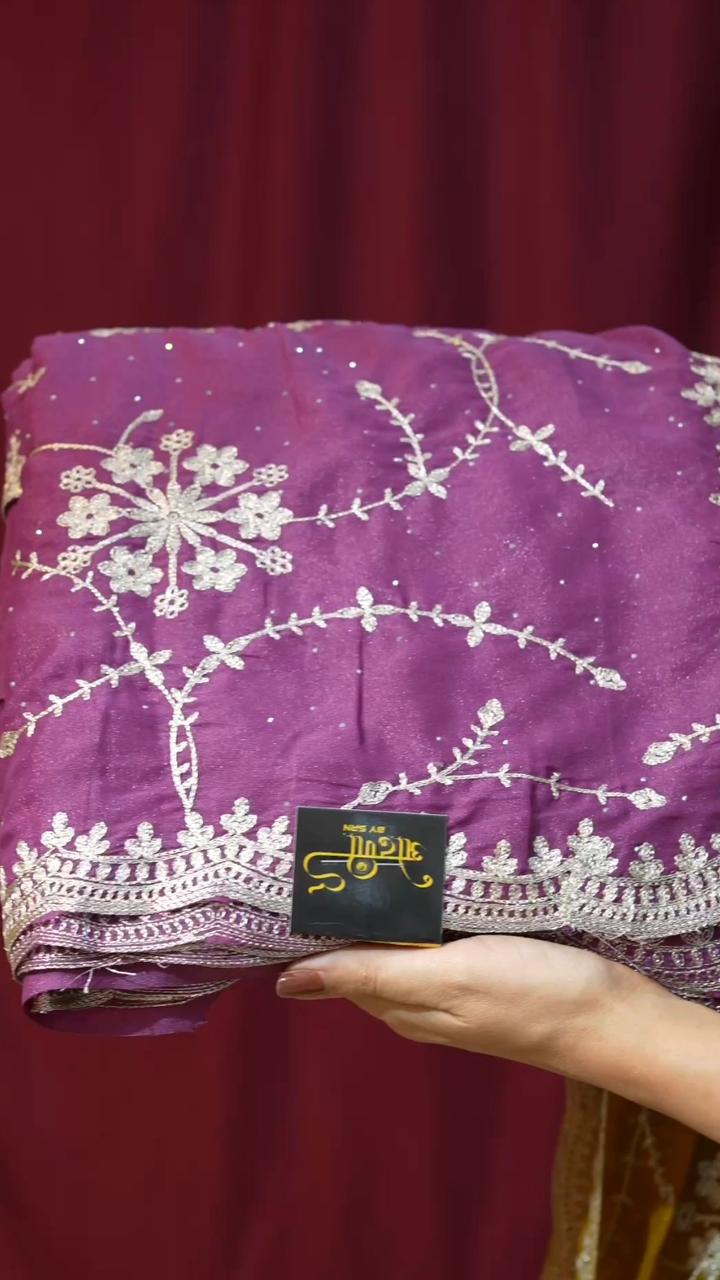 Yellow Heavy Jal Pattern Pitta Work Saree