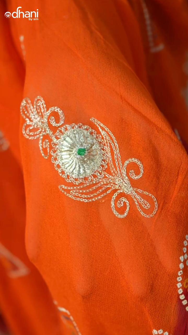 Rajasthani Traditional Pila Saree Vintage Work Design Pure Viscose Georgette Fabric