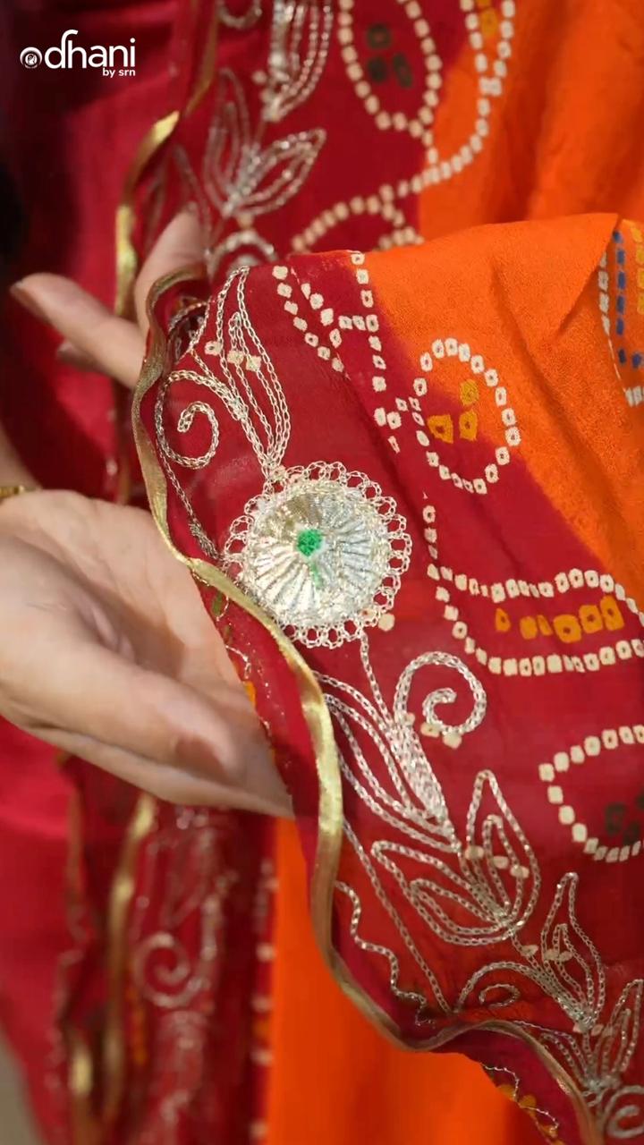 Rajasthani Traditional Pila Saree Vintage Work Design Pure Viscose Georgette Fabric