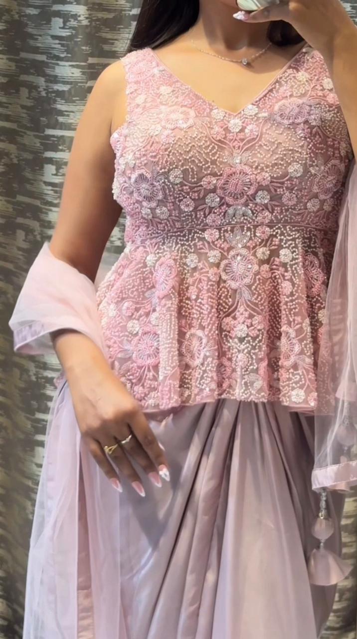 Handwork Blouse With Pleated Skirt