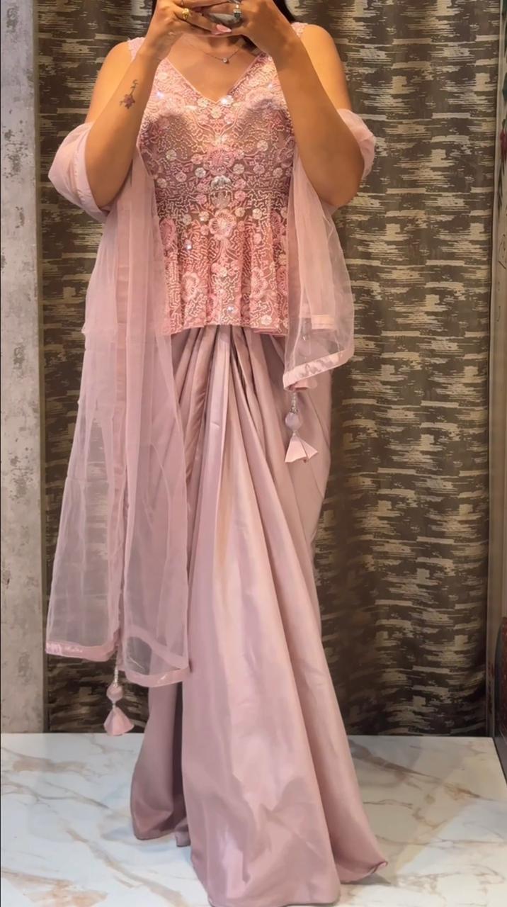 Handwork Blouse With Pleated Skirt