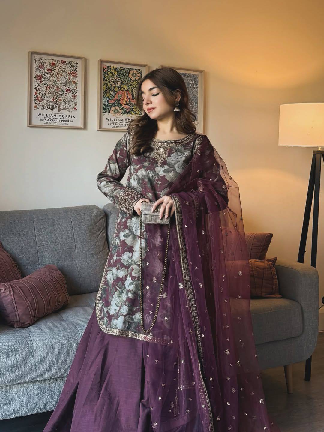 Premium Kurti Plazzo Set with Digital Print and Organza Silk Dupatta