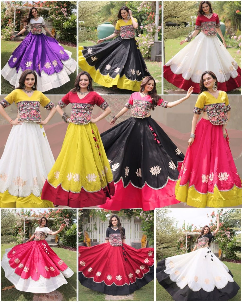 Designer Roman Lehenga with Mirror Lace & Embroidered Blouse