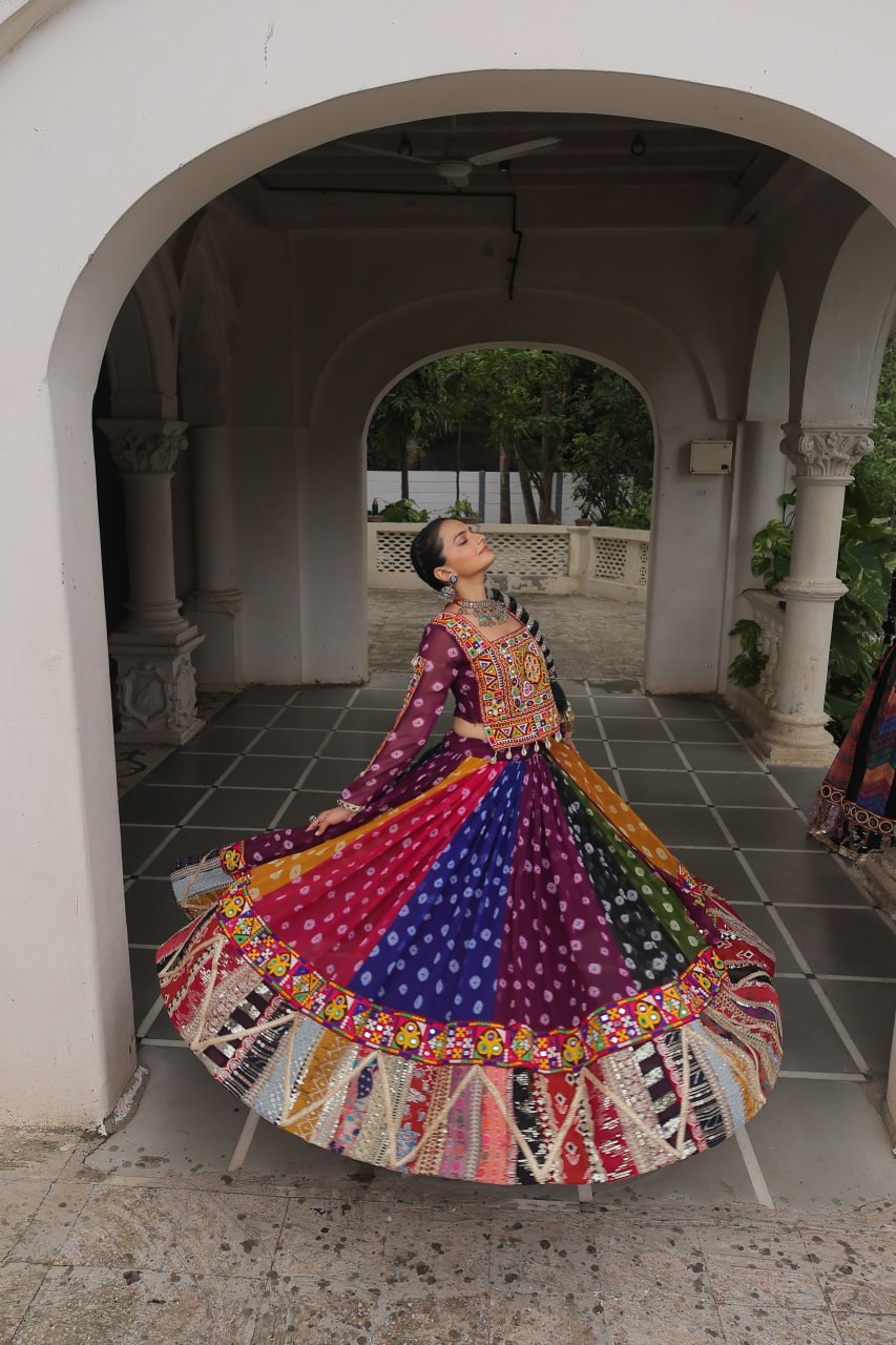Women's Navratri Lehenga Choli Set with Kutchi Gamthi Work | Full Stitched