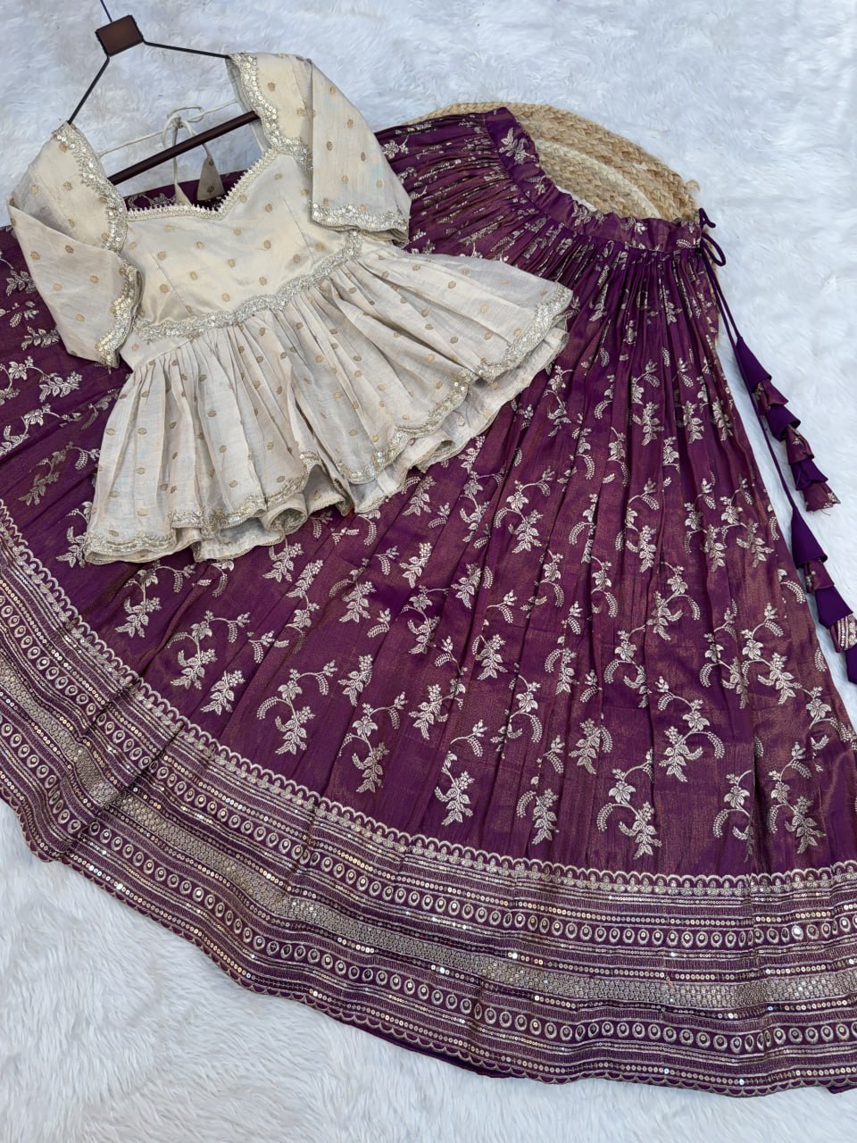 Designer Viscose Jacquard Embroidered Lehenga Choli for Wedding & Festive Wear