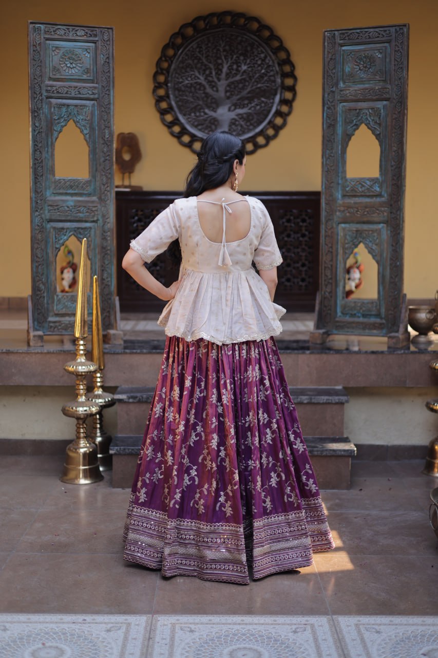 Designer Viscose Jacquard Embroidered Lehenga Choli for Wedding & Festive Wear