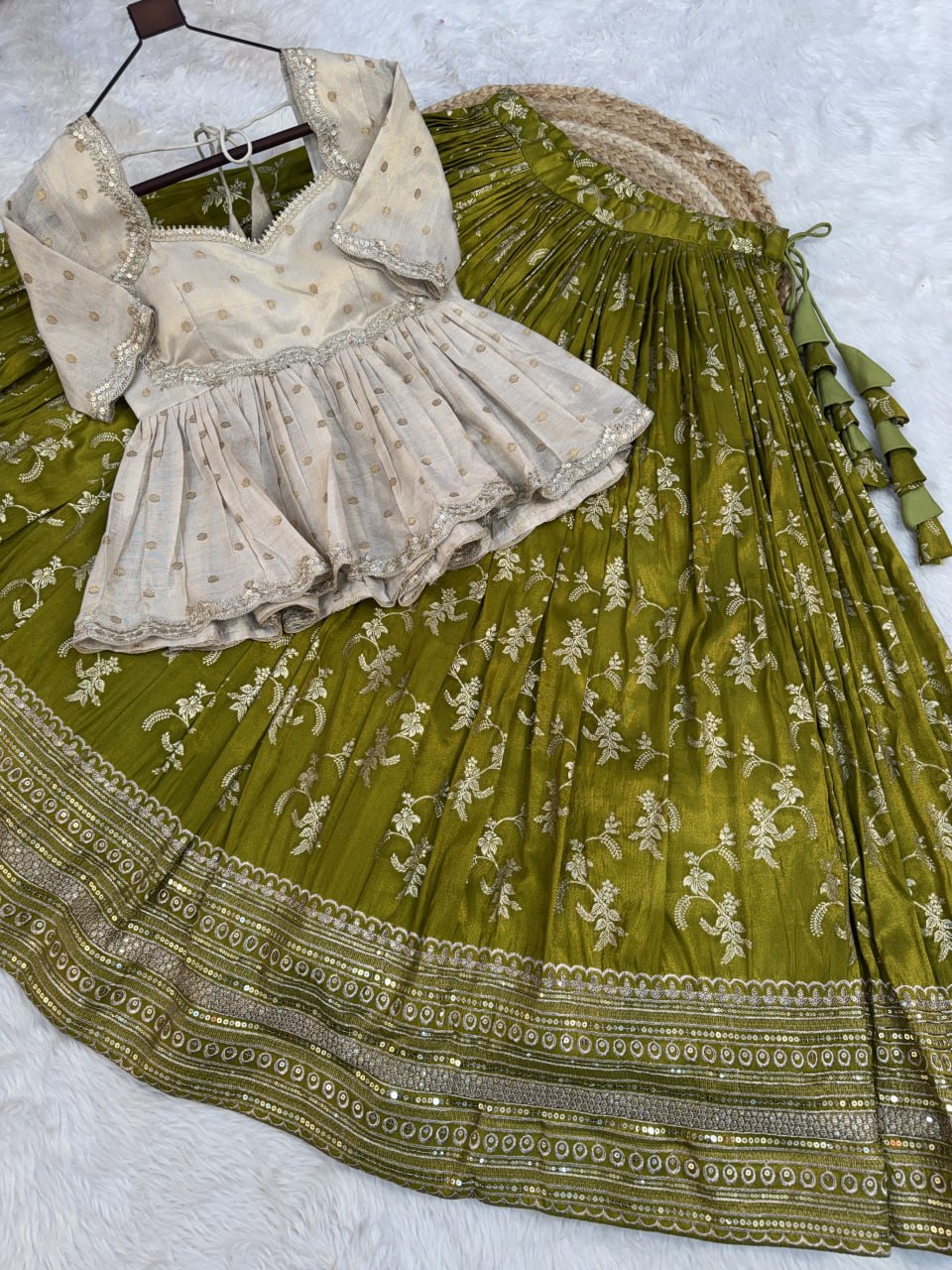 Designer Viscose Jacquard Embroidered Lehenga Choli for Wedding & Festive Wear