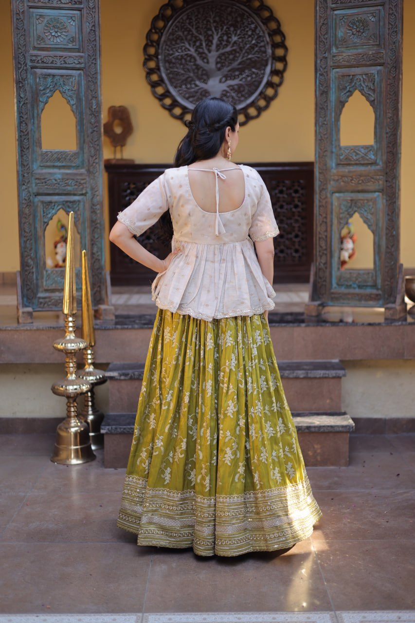 Designer Viscose Jacquard Embroidered Lehenga Choli for Wedding & Festive Wear