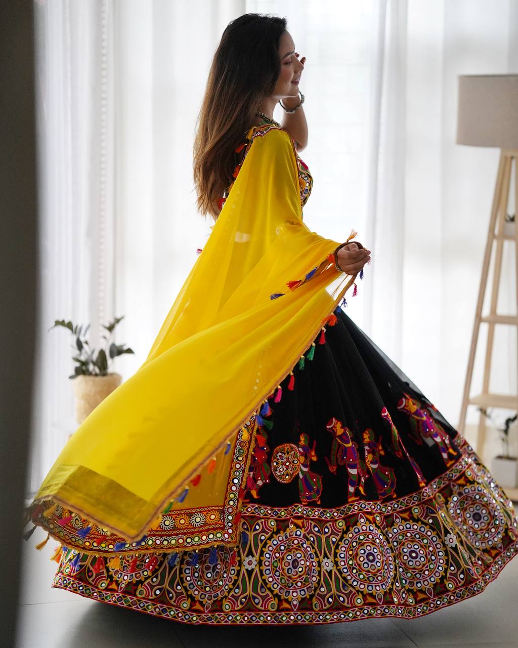 Premium Faux Georgette Lehenga Choli with Original Mirror Work