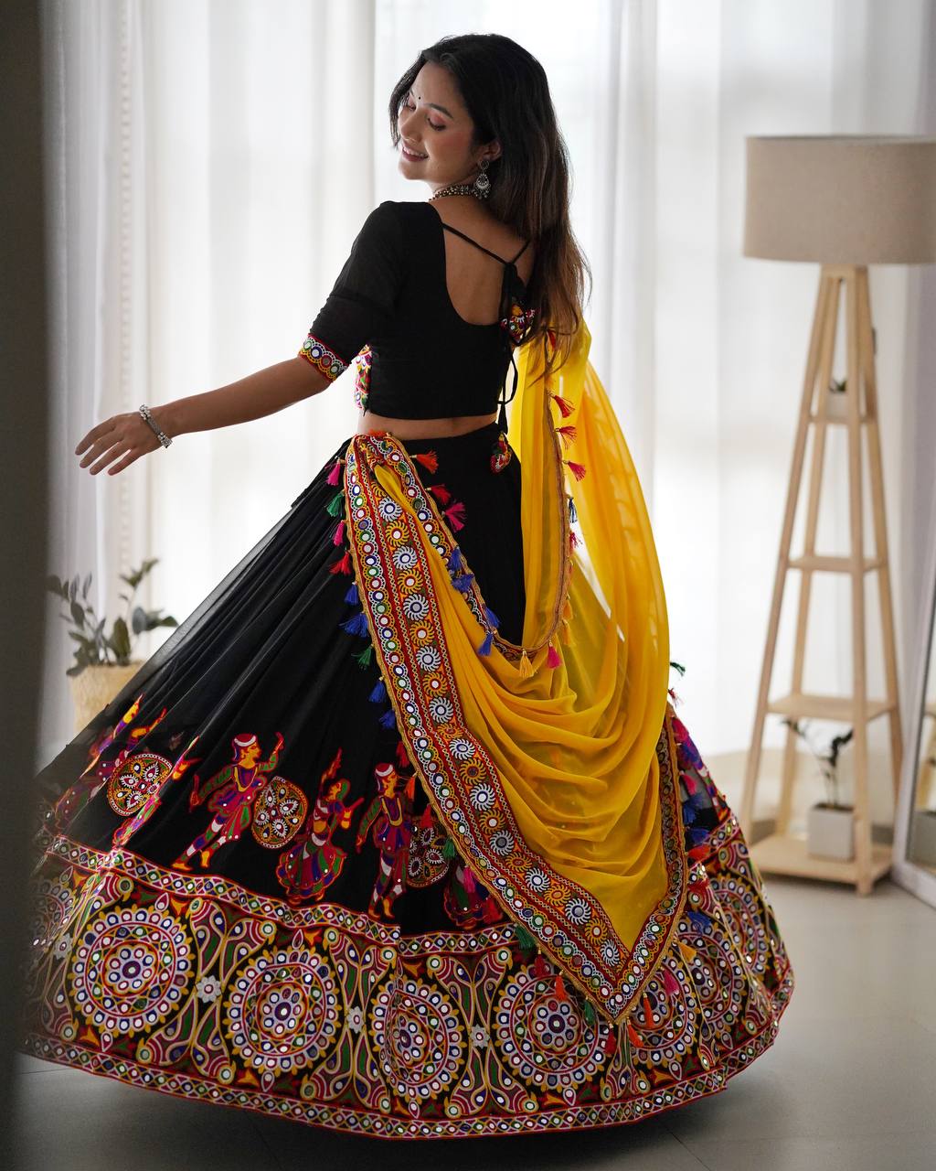 Premium Faux Georgette Lehenga Choli with Original Mirror Work