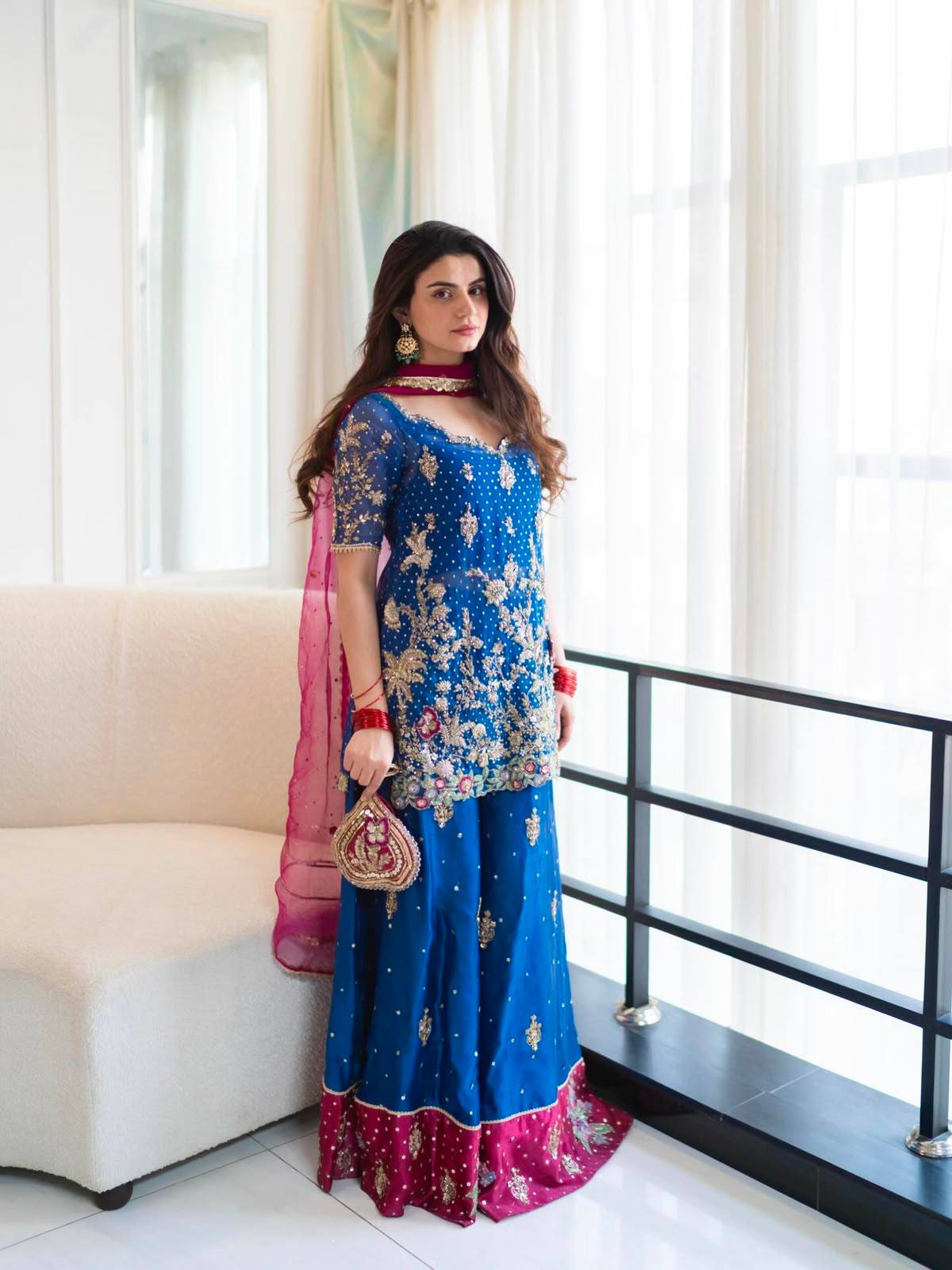 Elegant Party Wear Georgette Kurti Palazzo Set with Zari Work