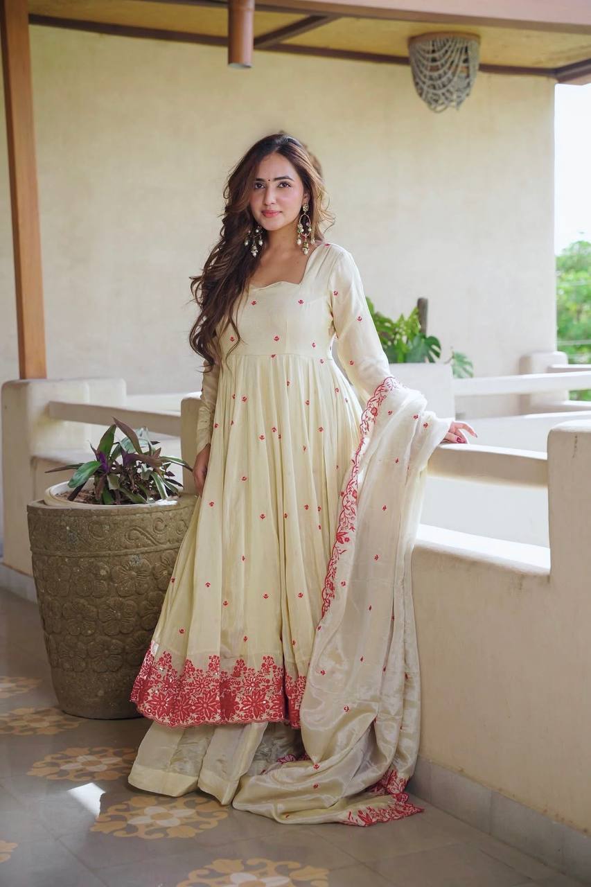 Ready-to-Wear Diamond Silk Anarkali Palazzo Suit Set for Women