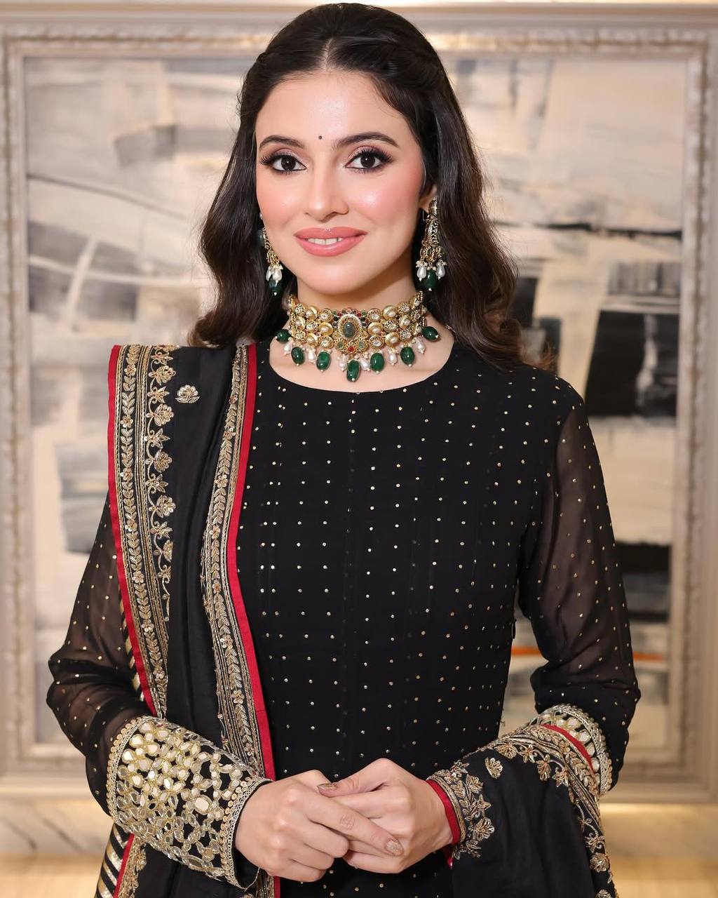 Premium Faux Blooming Gown Set with Zari & Sequins Embroidery