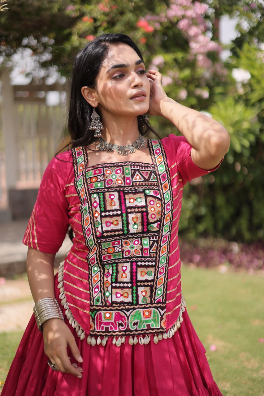 Traditional Navratri Kora Cotton Lehenga with 12 Meter Flair