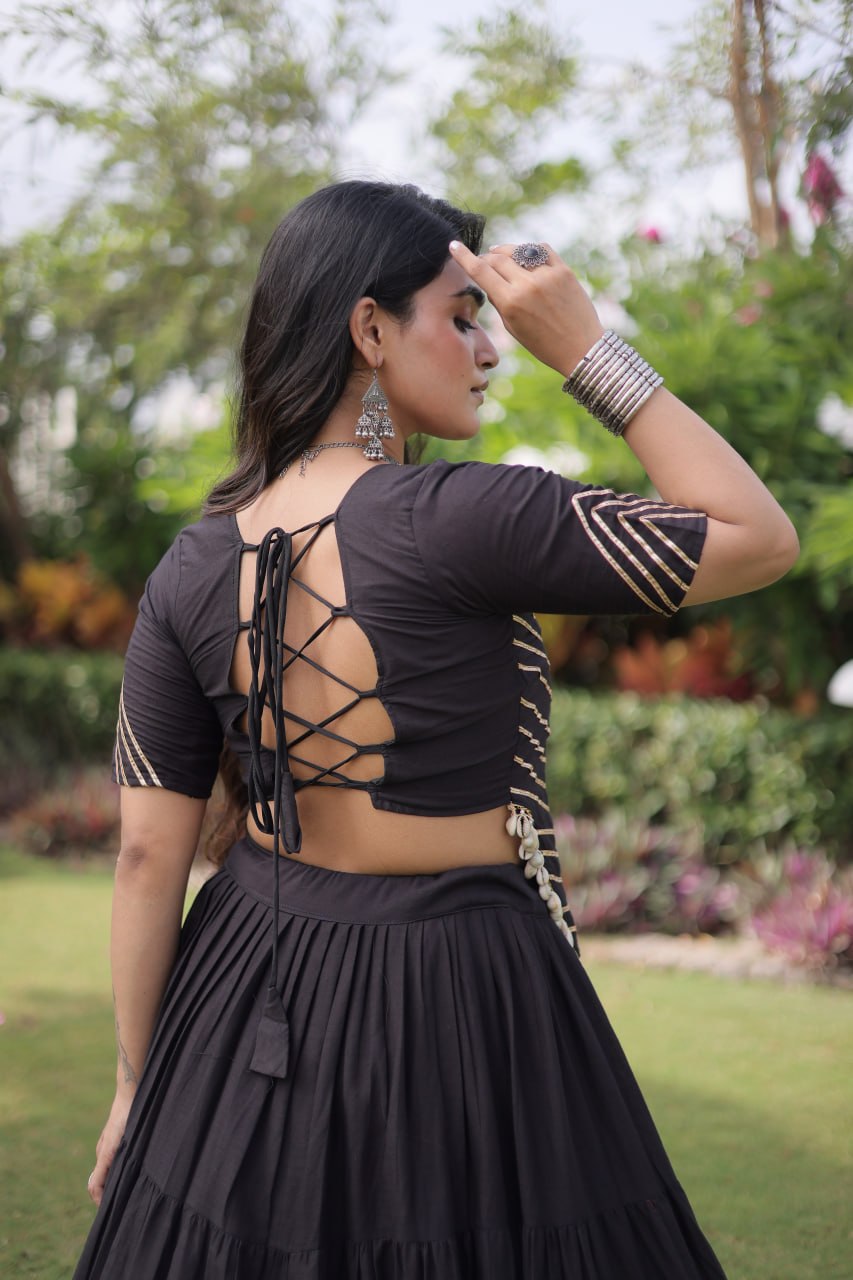 Traditional Navratri Kora Cotton Lehenga with 12 Meter Flair