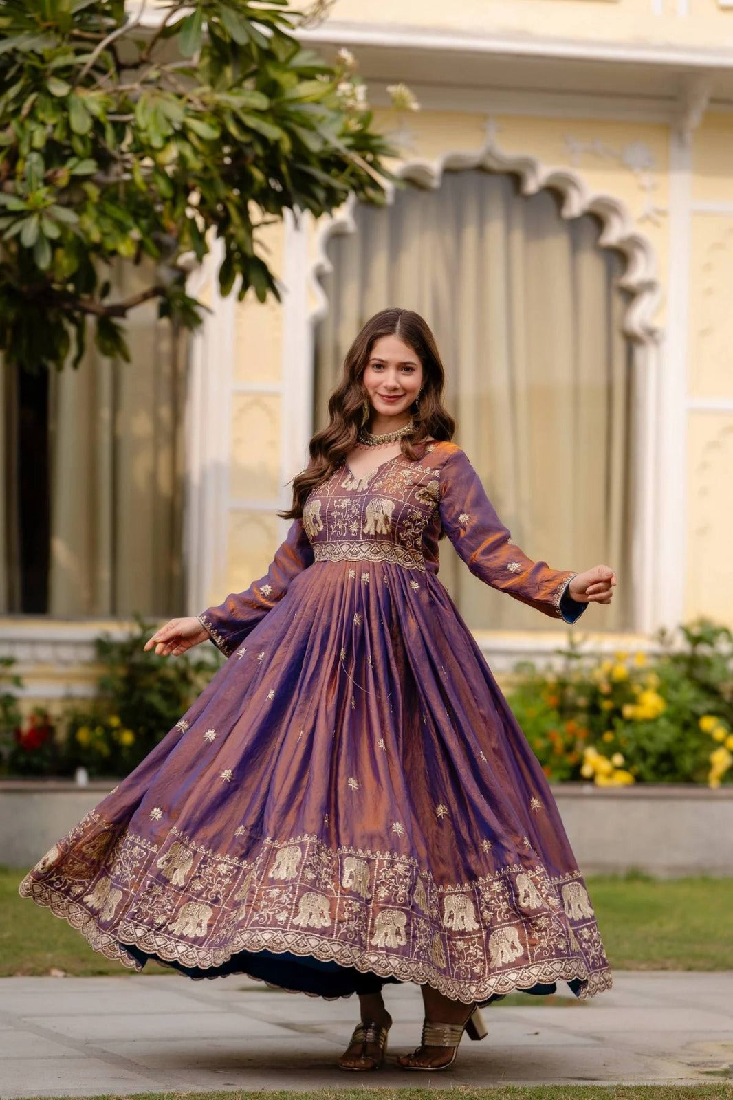 Designer Trendy Silk Gown with Heavy Embroidery & Cut Work Dupatta