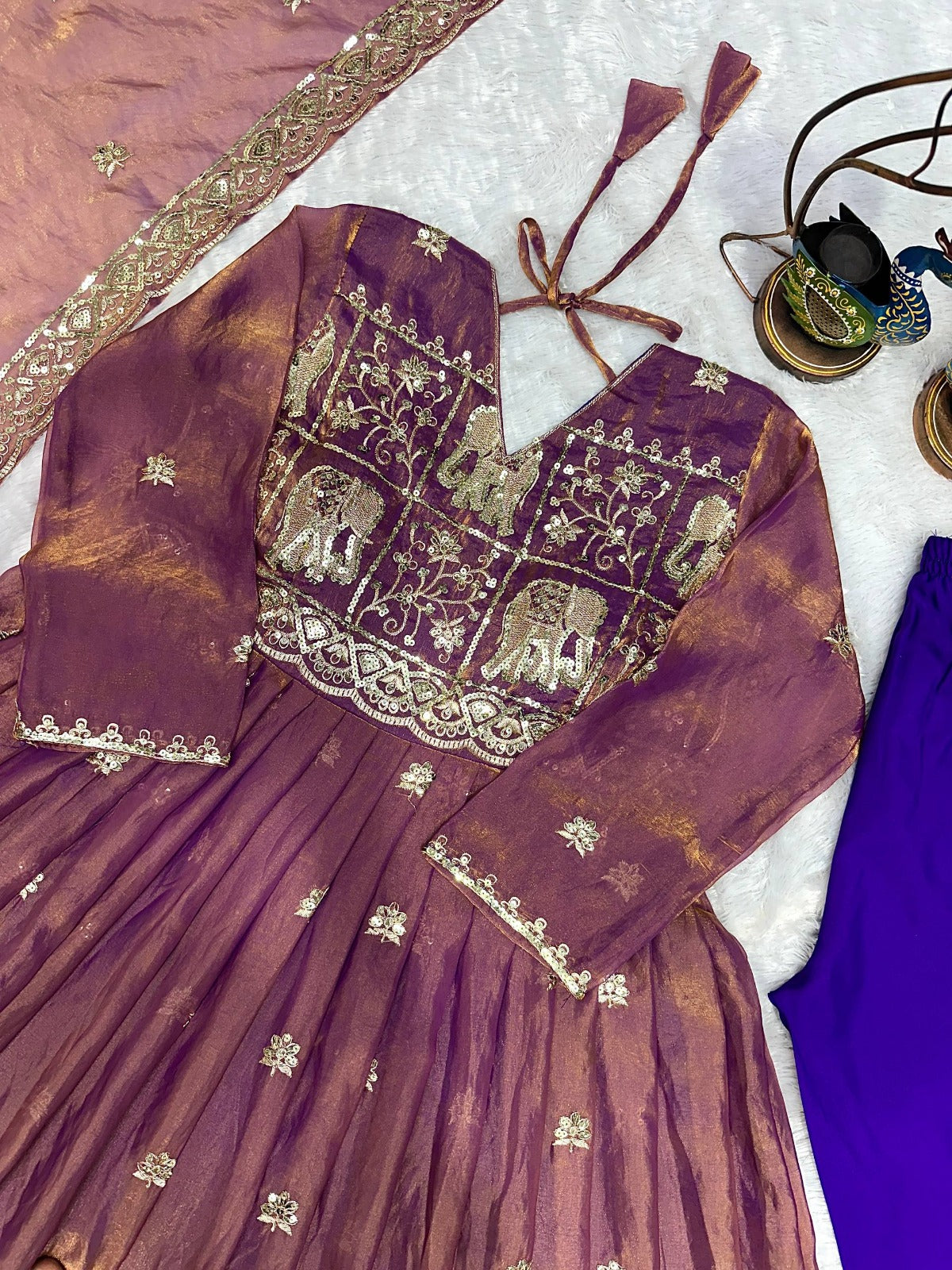 Designer Trendy Silk Gown with Heavy Embroidery & Cut Work Dupatta