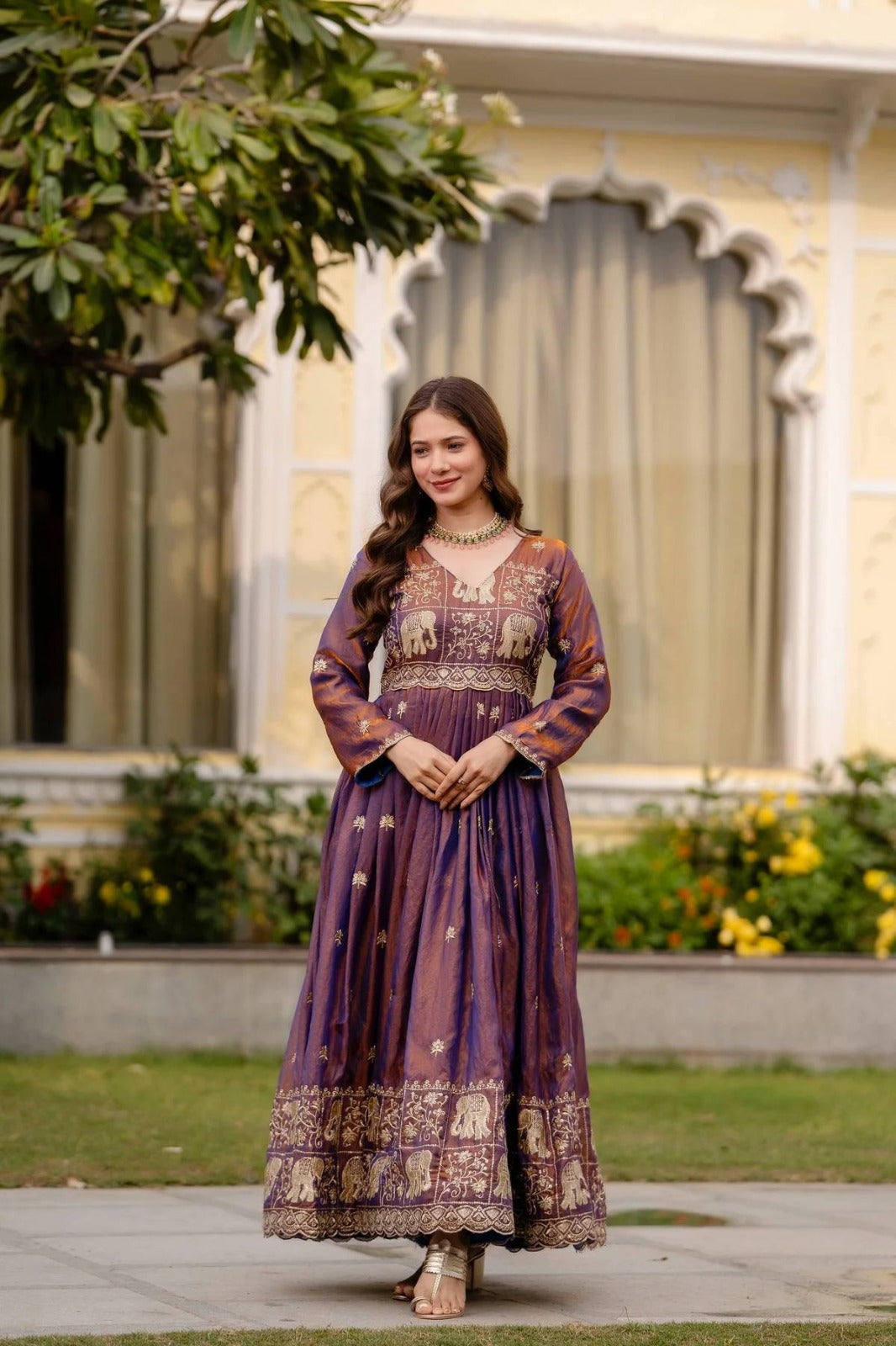 Designer Trendy Silk Gown with Heavy Embroidery & Cut Work Dupatta