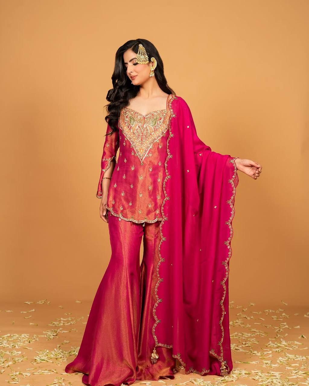 Premium Heavy Simar Silk Kurti Palazzo Set with Embroidery Work