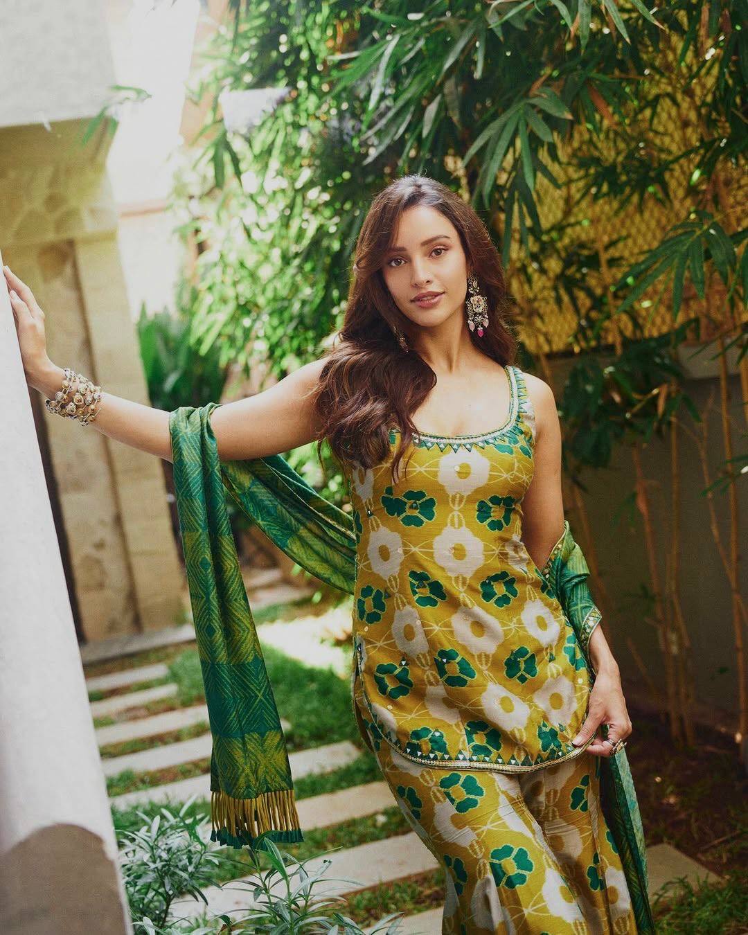 Premium Chinon Silk Digital Print Palazzo Suit for Festive Wear
