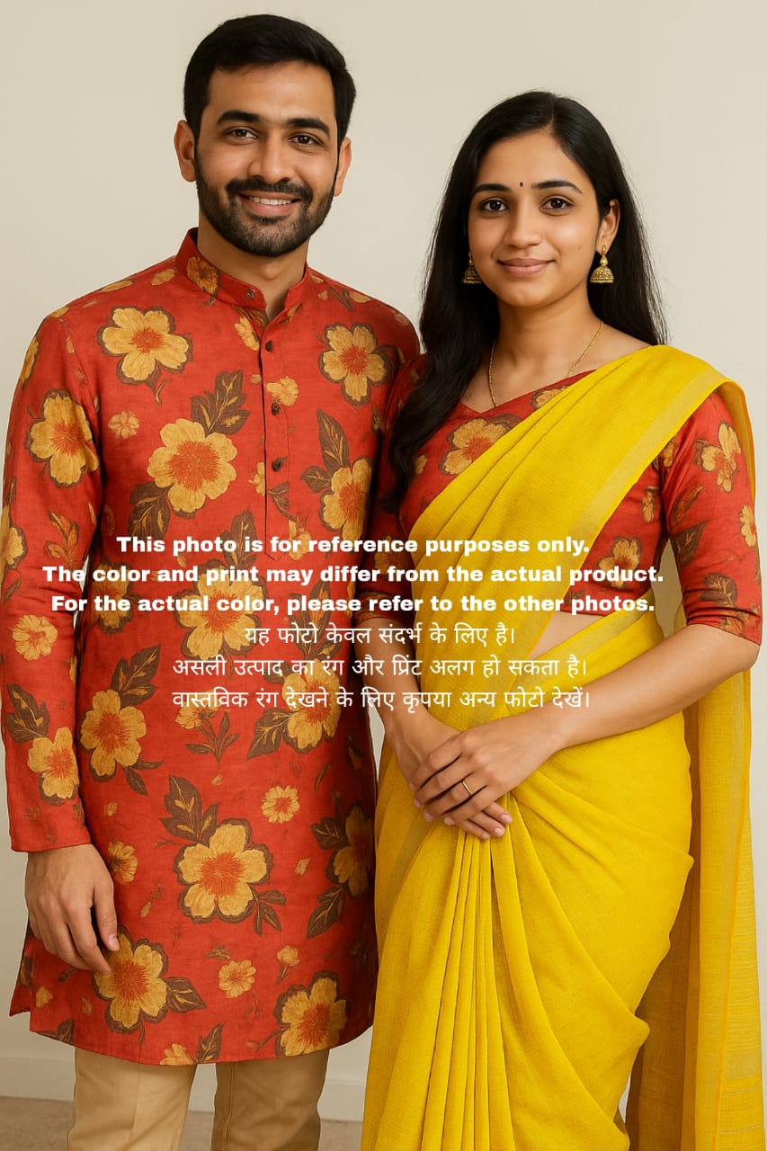 Couple saree set with matching blouse & kurta ##SR043