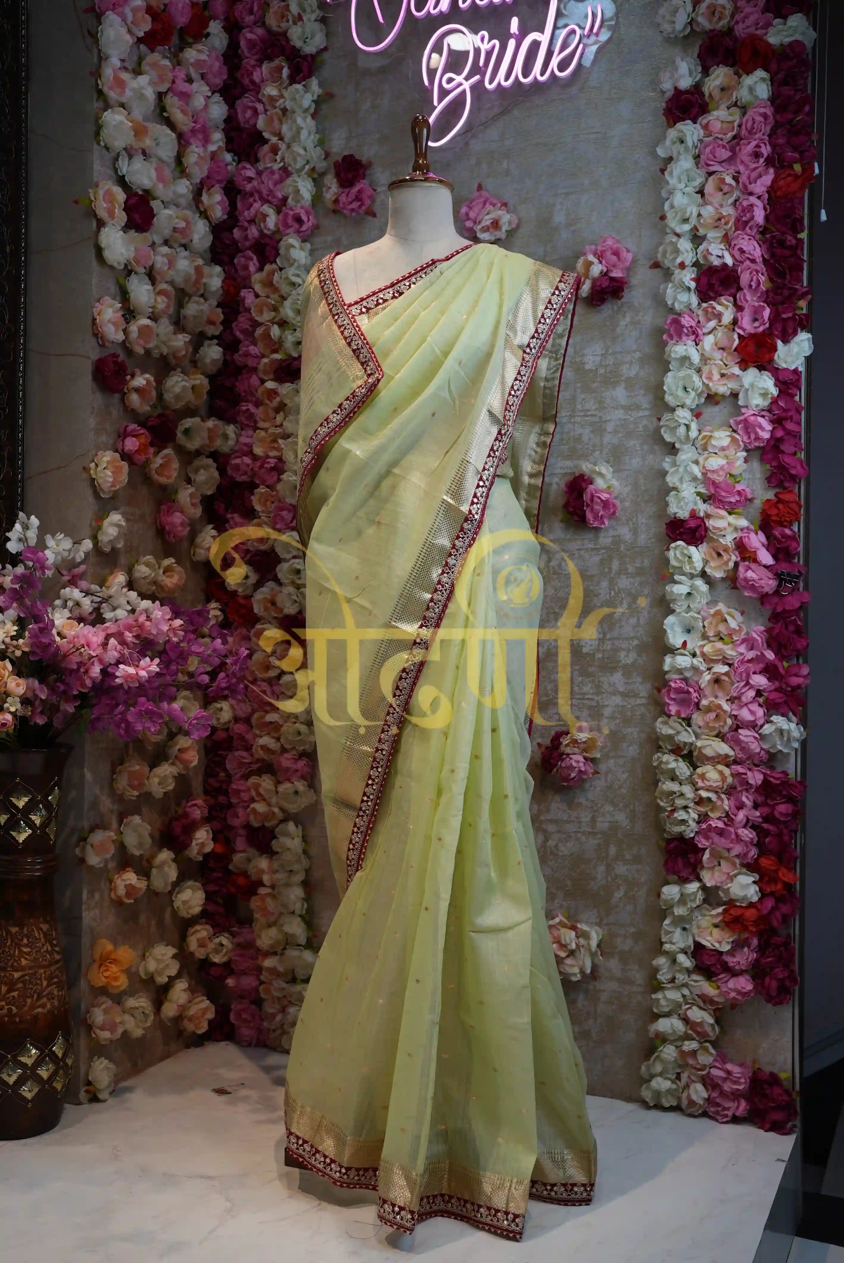 Gotta Patti Work Saree With Zari Weaving