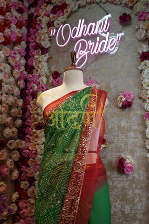 Rajwadi saree with aari-tari work on georgette fabric ##SR0162