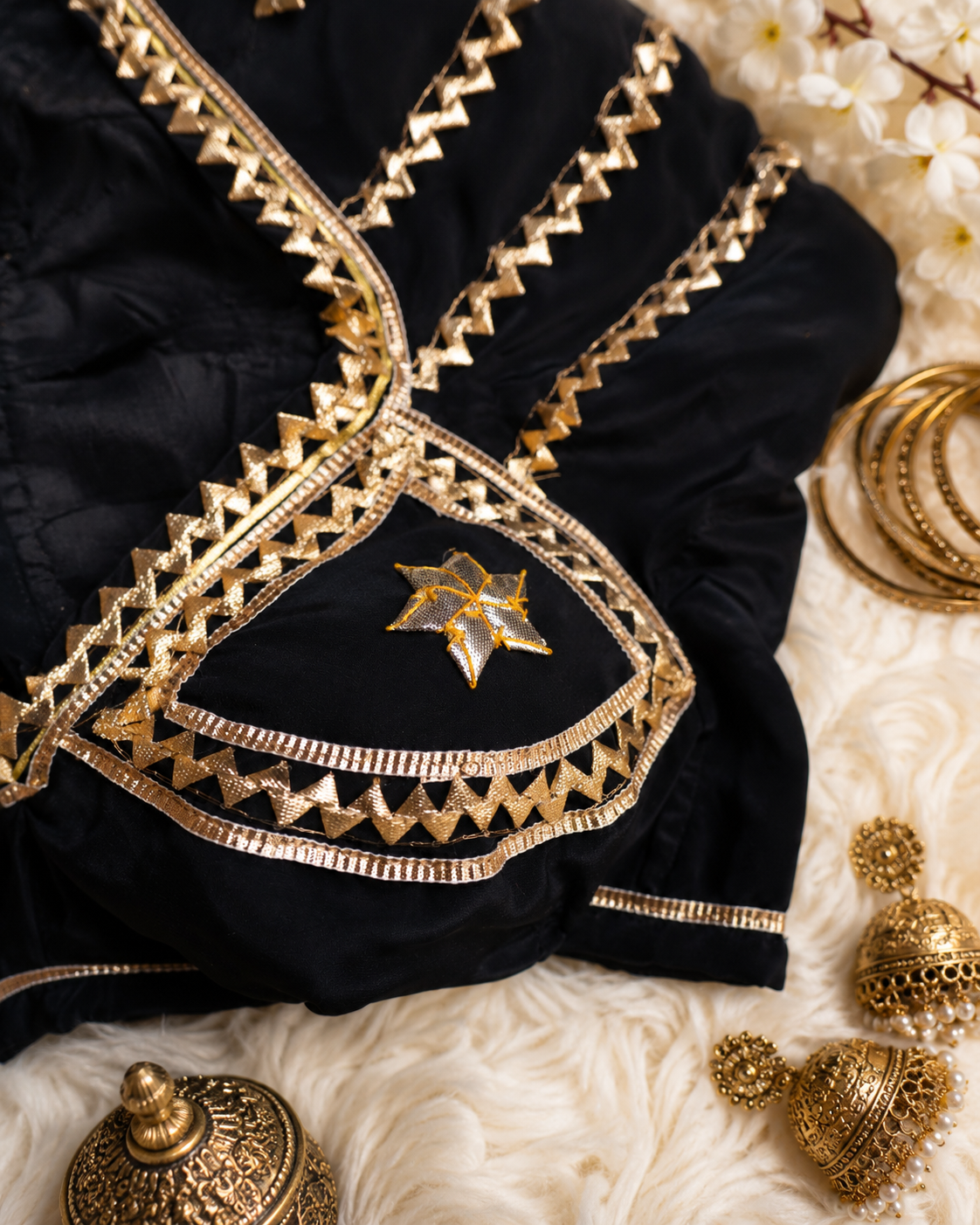 Traditional Rajasthani Aangi Blouse With Kachi Gota Patti Work