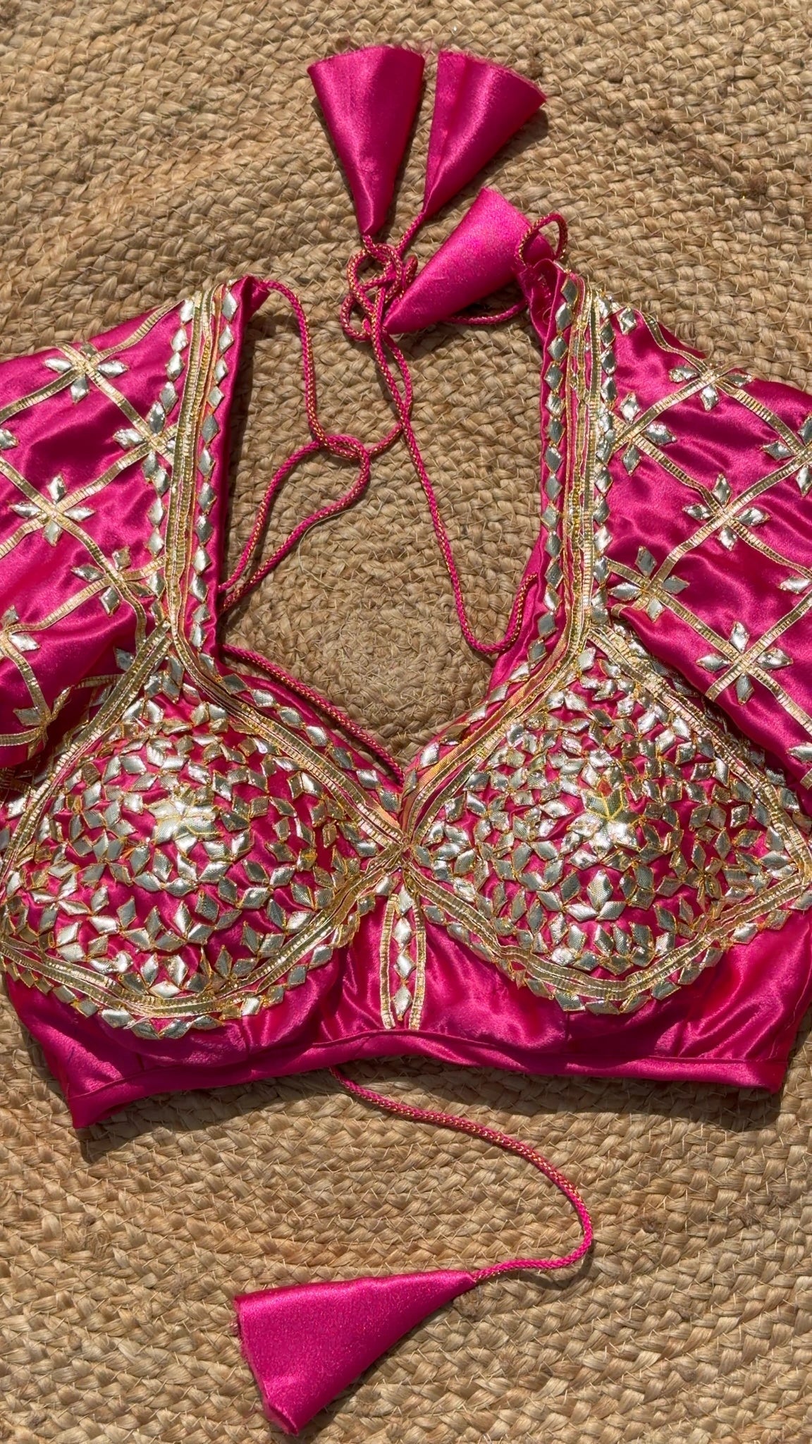 Badami Jharokha Rajasthani Angi Blouse with Kachi Gota Patti (PRE-BOOKING ITEM)
