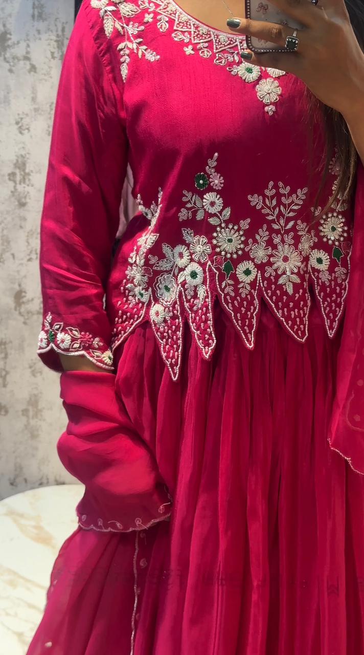Elegant Pink Embroidered Anarkali Suit with Dupatta