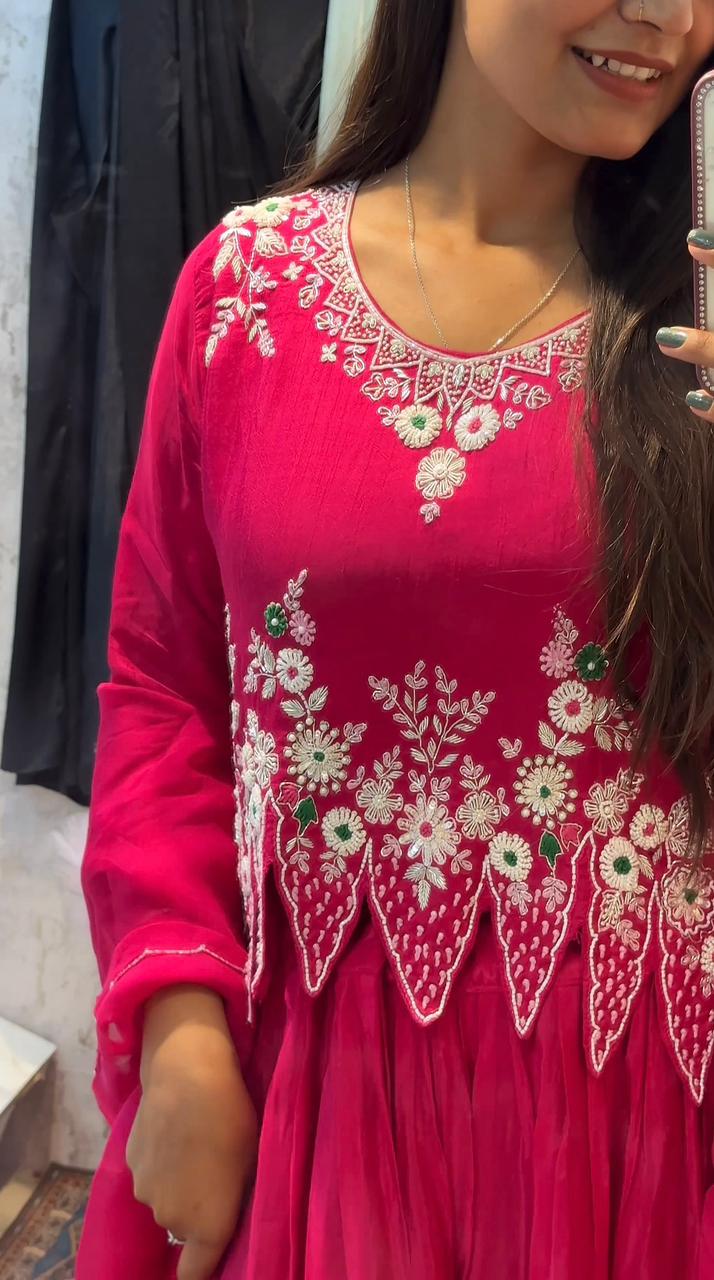 Elegant Pink Embroidered Anarkali Suit with Dupatta